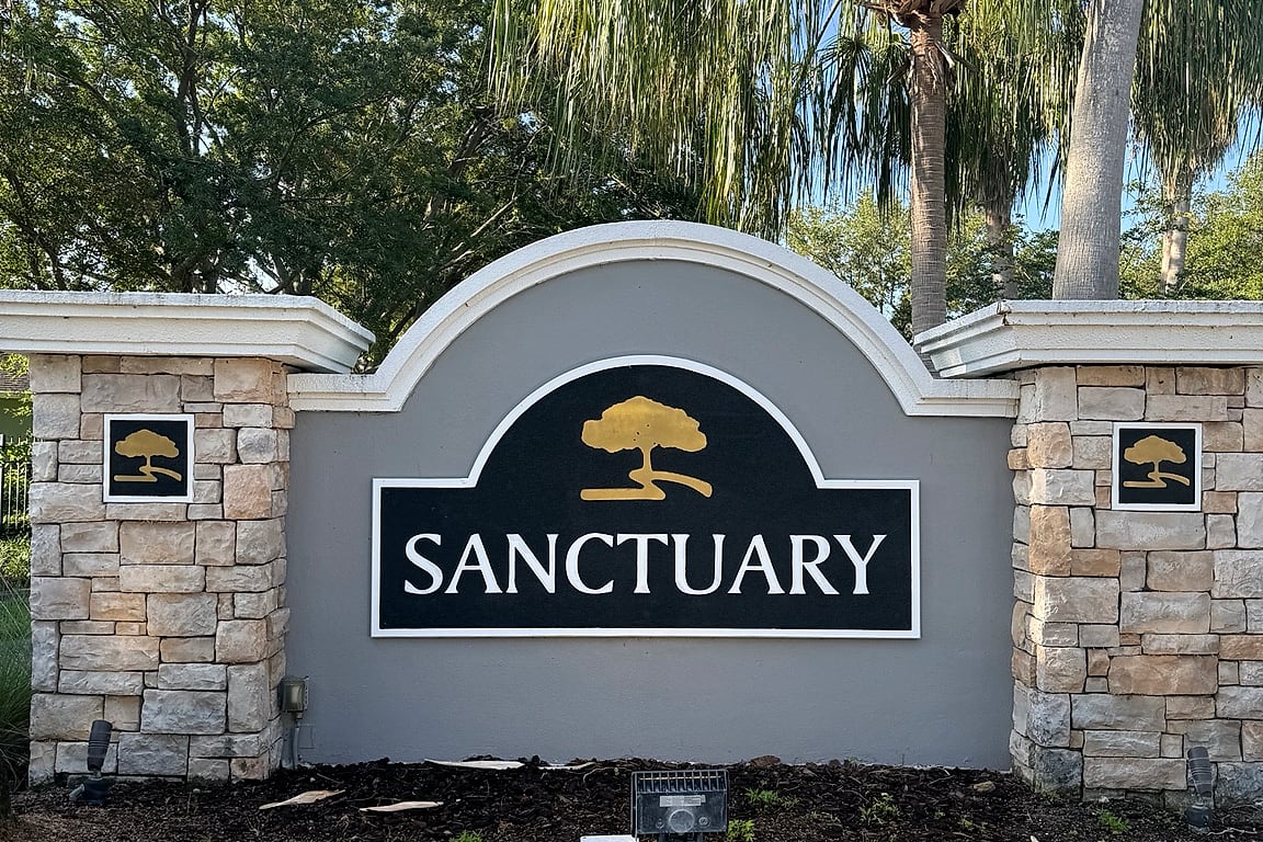The Sanctuary at Oak Creek monument sign at the community entrance